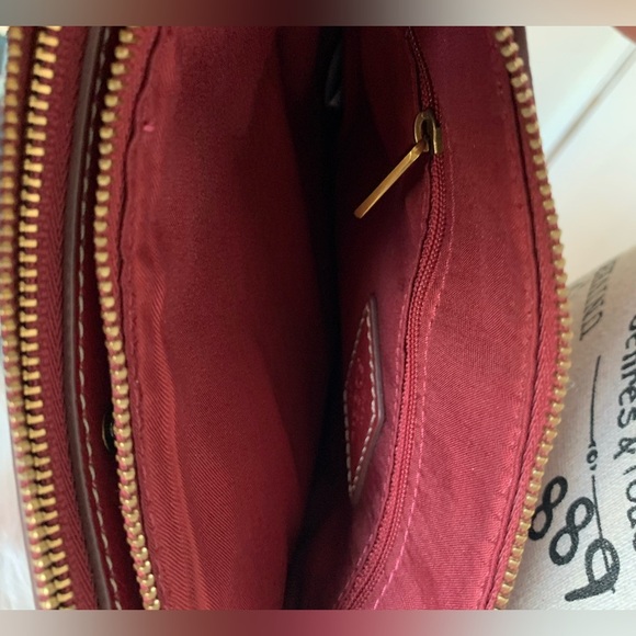 Fossil Crossbody Bag Burgundy/Red Cow Hide Leather - Picture 8 of 14